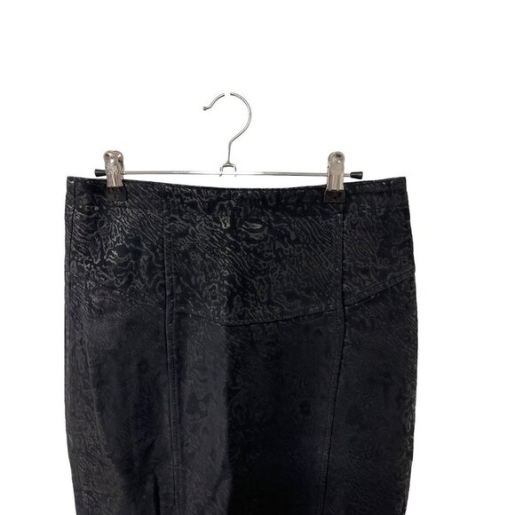 Vintage Leather Pencil Skirt Black Embossed Size 4 - Picture 4 of 4